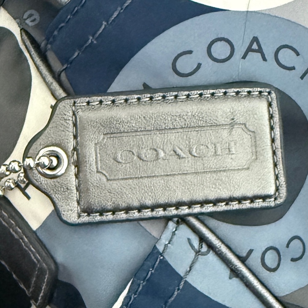 Coach Blue Gray Signature Laptop Diaper Bag Y2K Tote Messenger Crossbody F18377 - Picture 15 of 17
